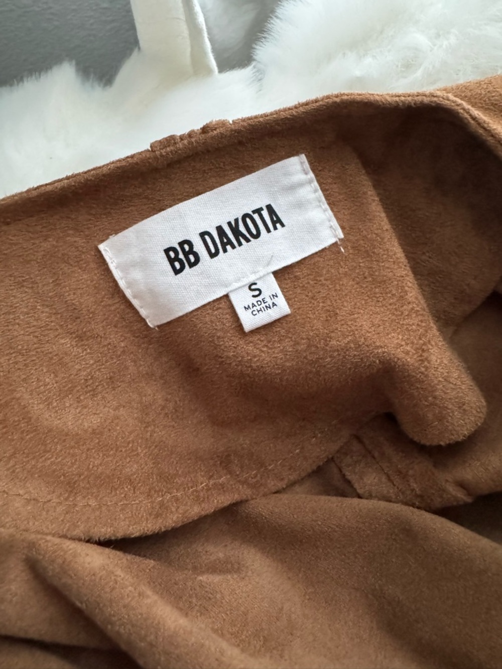 BB Dakota Faux Suede Moto Jacket in Cognac - Picture 4 of 6